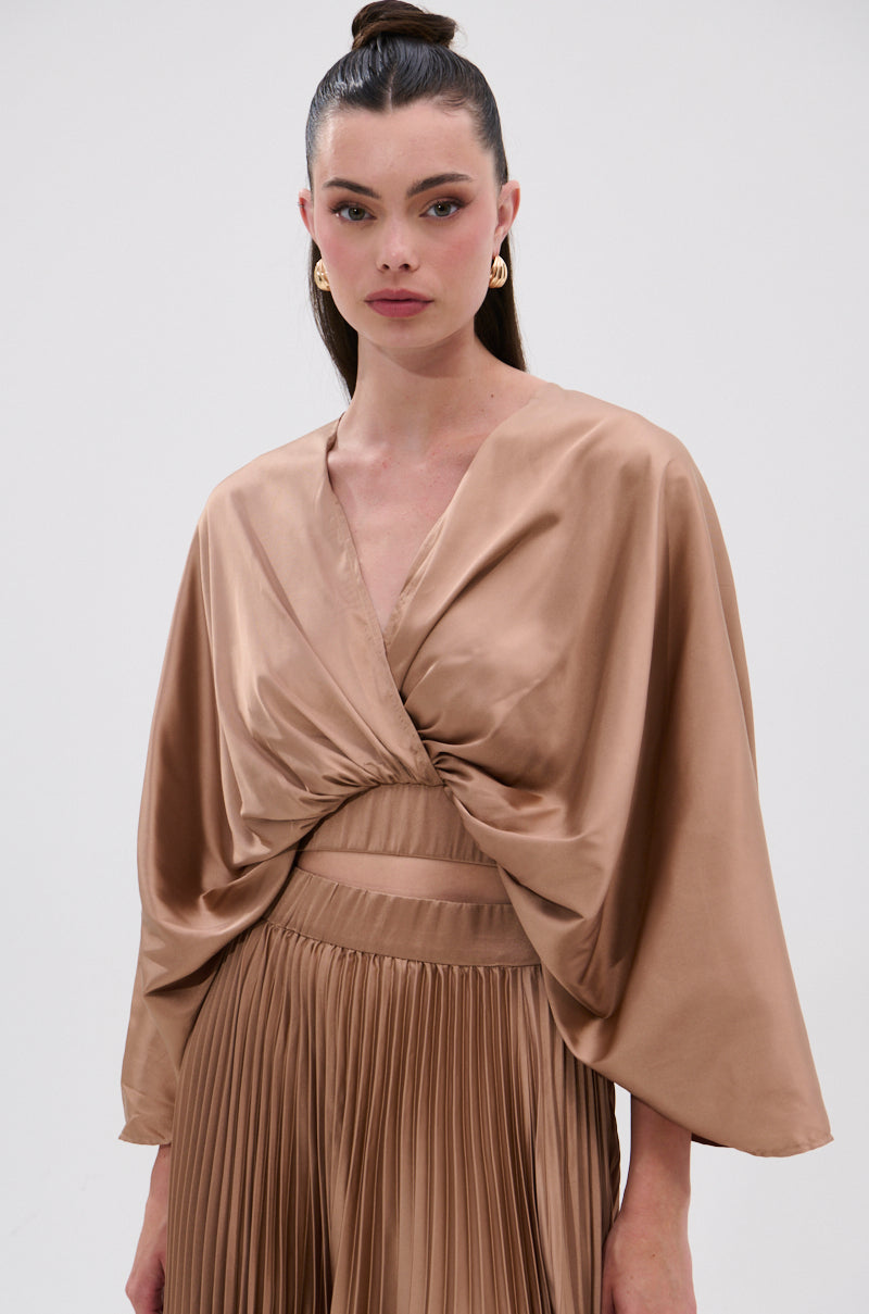MILLIE MOCHA MOUSSE SATIN BLOUSE