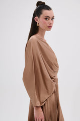 MILLIE MOCHA MOUSSE SATIN BLOUSE