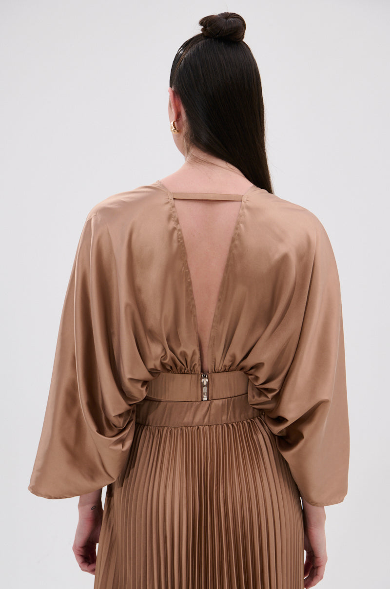 MILLIE MOCHA MOUSSE SATIN BLOUSE