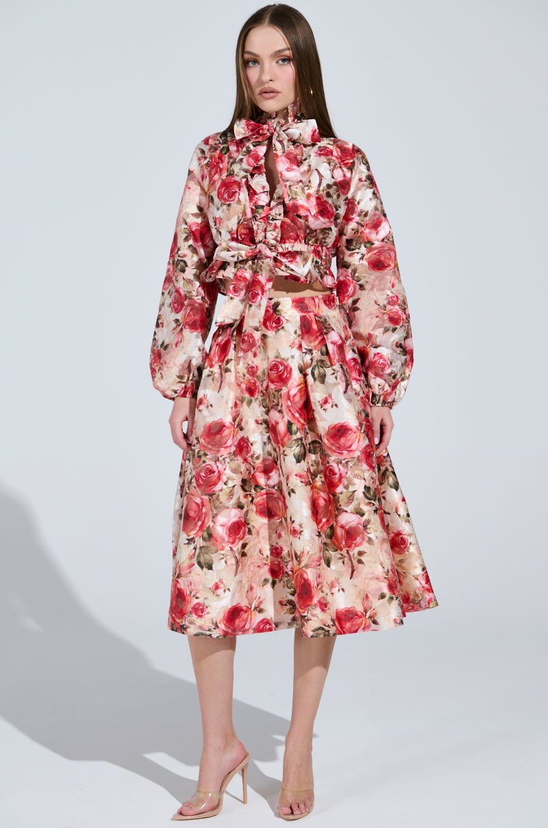 DANCE WITH ME FLORAL TIE FRONT BLOUSE