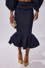 LET'S CHANGE IT UP DENIM MIDI SKIRT