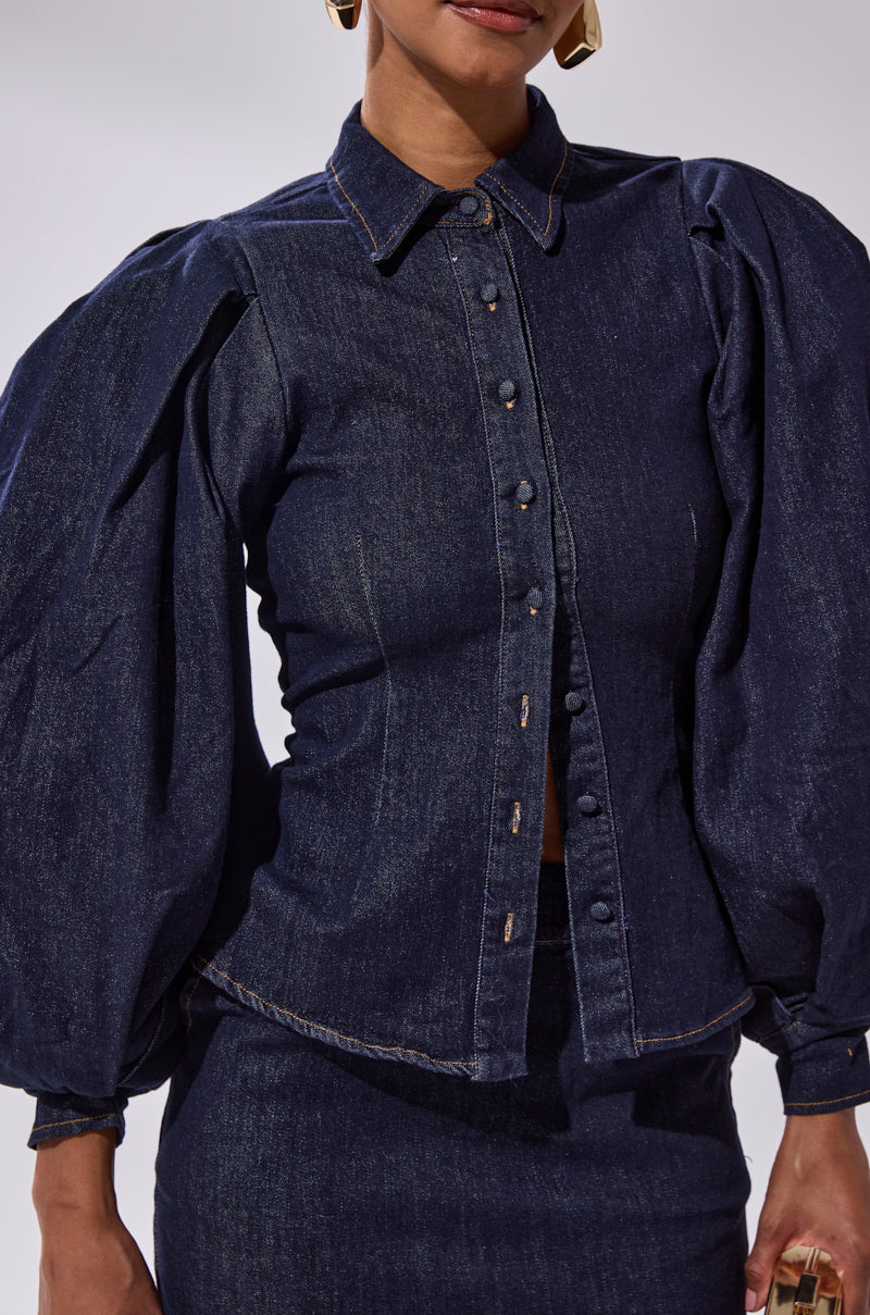 LET'S CHANGE IT UP DENIM BLOUSE