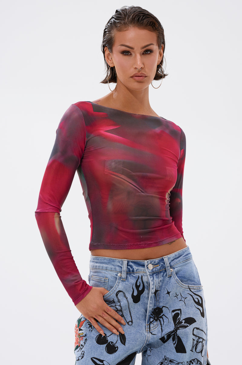 AURA LONG SLEEVE MESH TOP