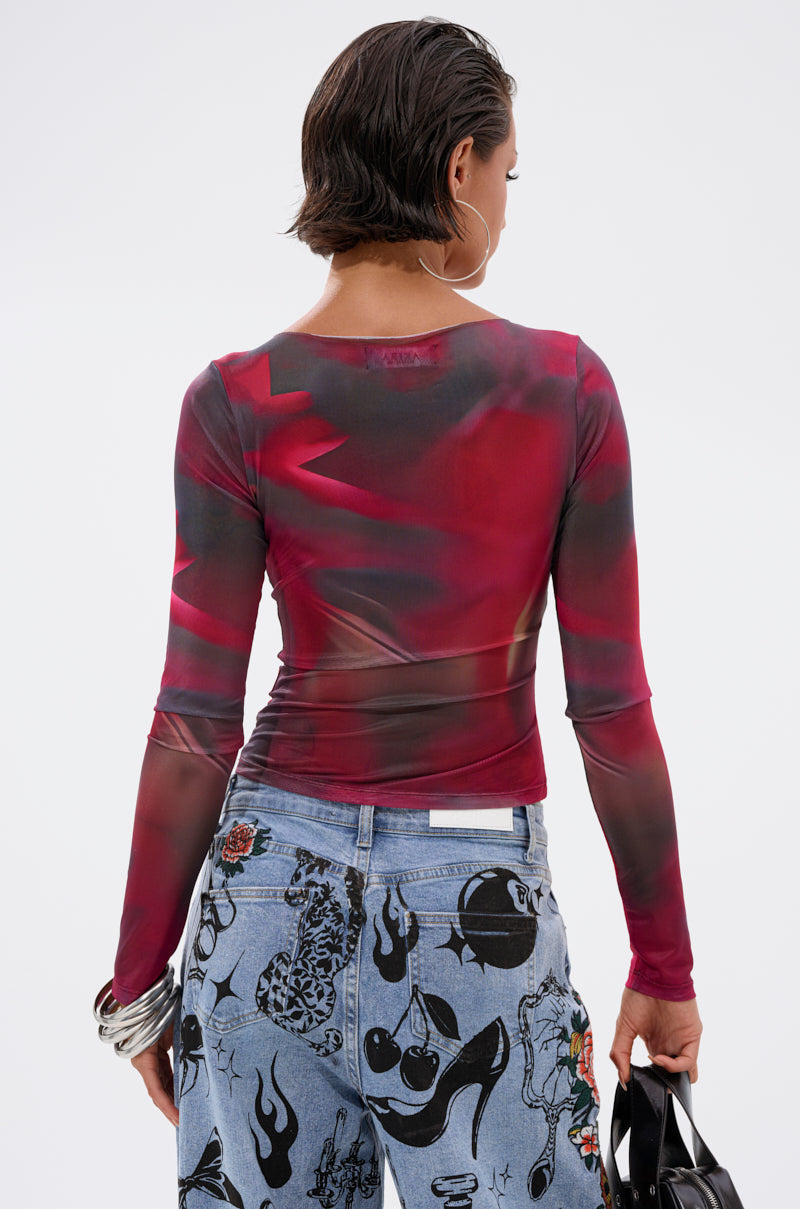 AURA LONG SLEEVE MESH TOP