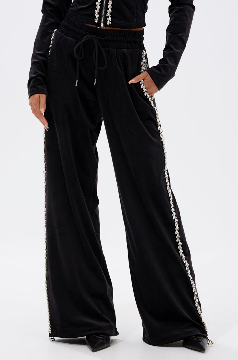DARA RHINESTONE WIDE LEG SWEATPANT