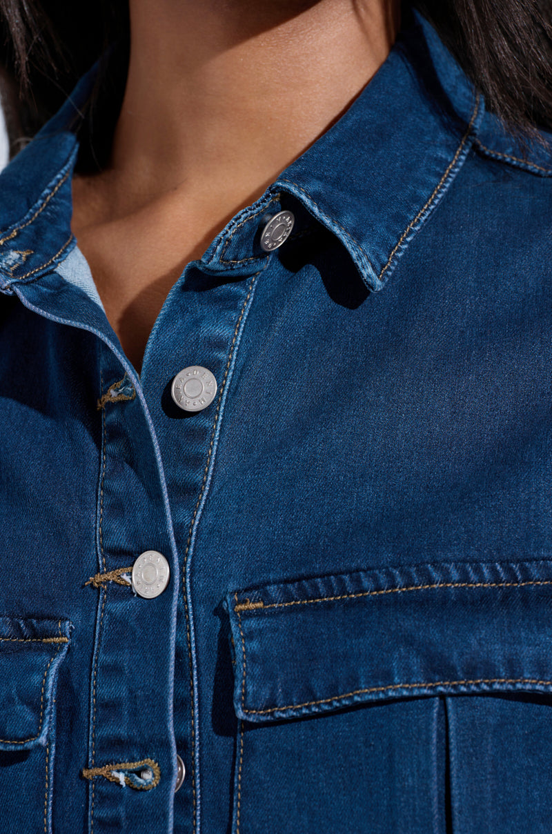 CARRIE BUTTON DOWN DENIM VEST TOP
