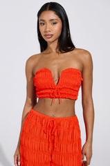 BREAK MY LOVE STRAPLESS CROP TOP