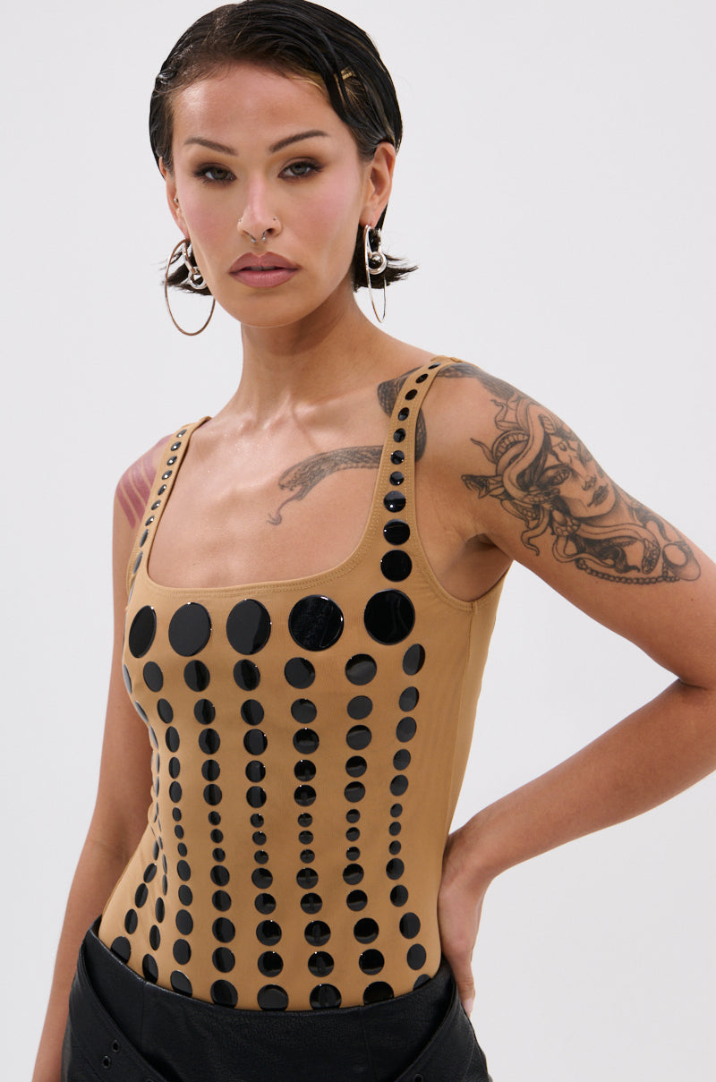 NOT WHAT YOU THOUGHT POLKA DOT MESH BODYSUIT