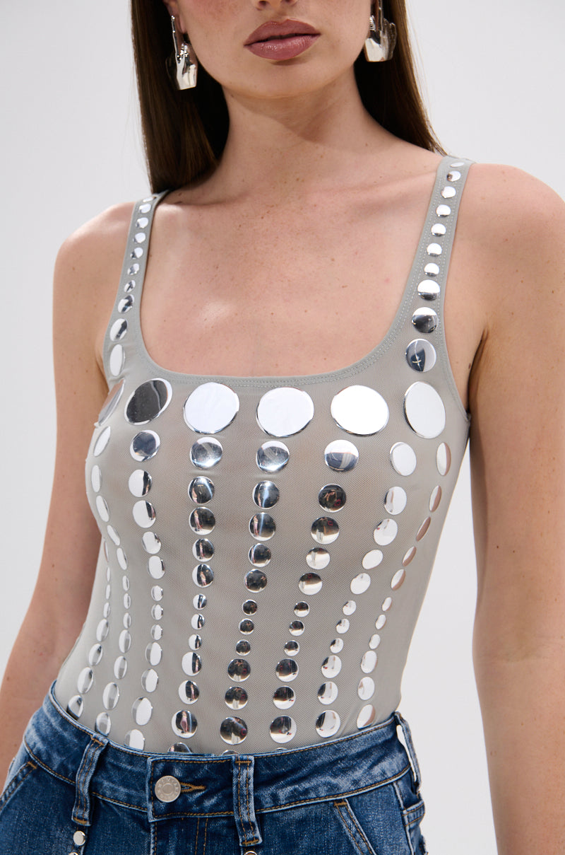 ILLUSION POLKA DOT BODYSUIT