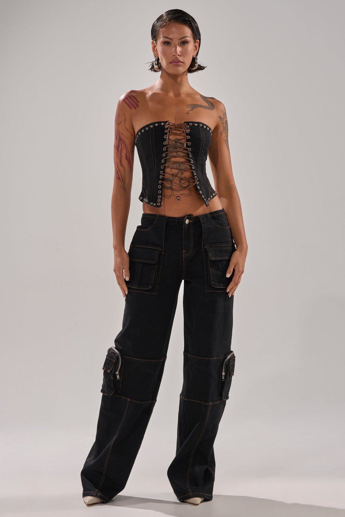 FEELING FRISKY CARGO DENIM PANT