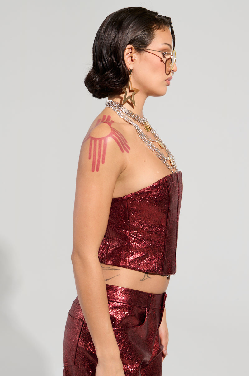 ROCKSTAR CHIC CORSET TOP IN RED