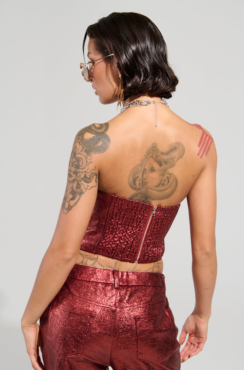 ROCKSTAR CHIC CORSET TOP IN RED