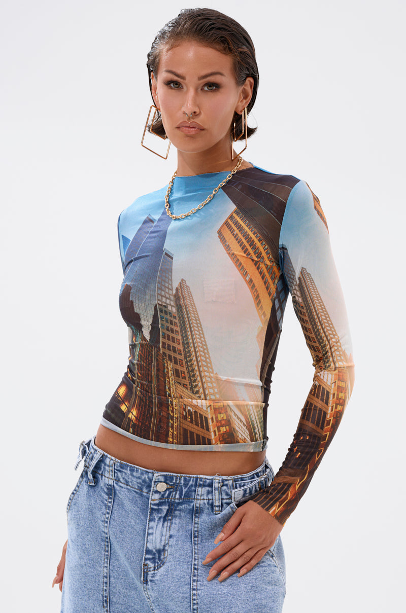 BIG CITY LONG SLEEVE MESH TOP