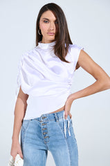 EXQUISITE ASYMMETRICAL SATIN BLOUSE TOP