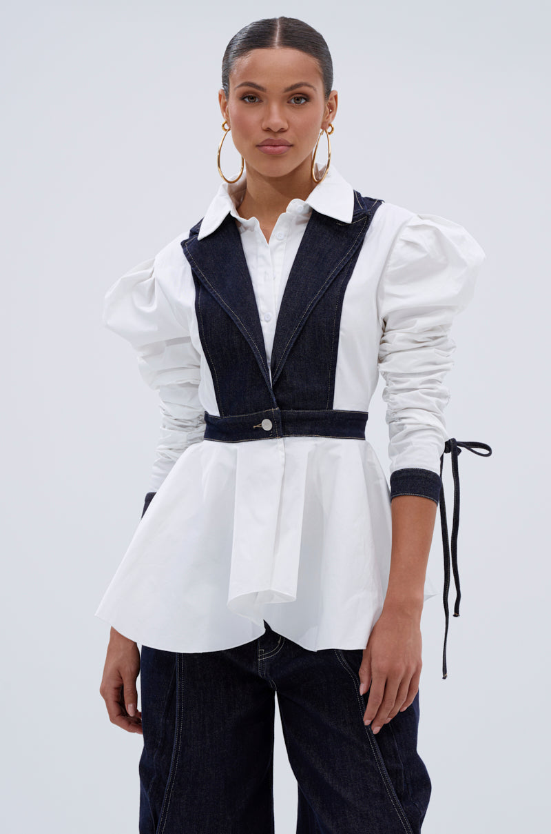 I ADORE YOU BUTTON DOWN BLOUSE