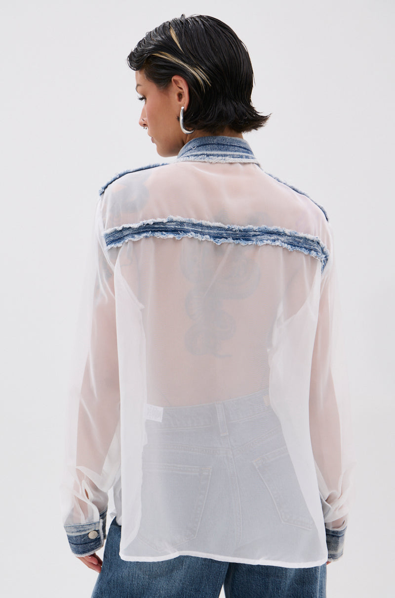LET IT GO CHIFFON BUTTON DOWN