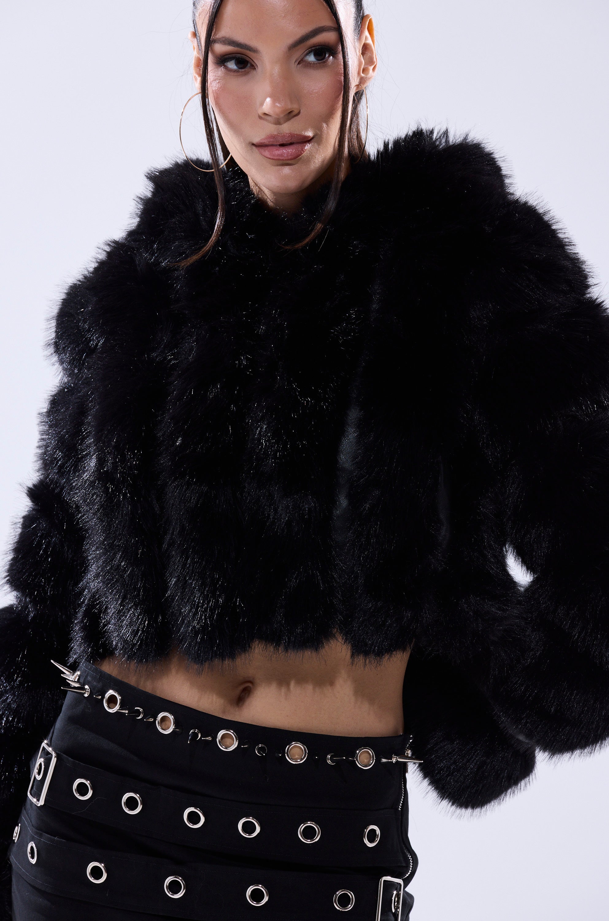 JOLENE FAUX FUR COAT IN BLACK