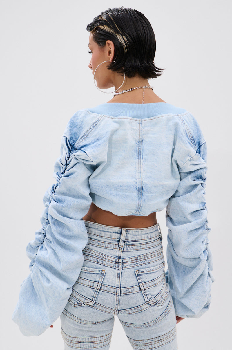 DANI RUCHED DENIM BOLERO