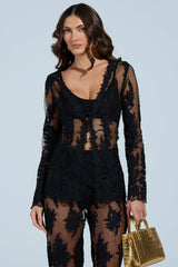 KAI LACE BLAZER IN BLACK