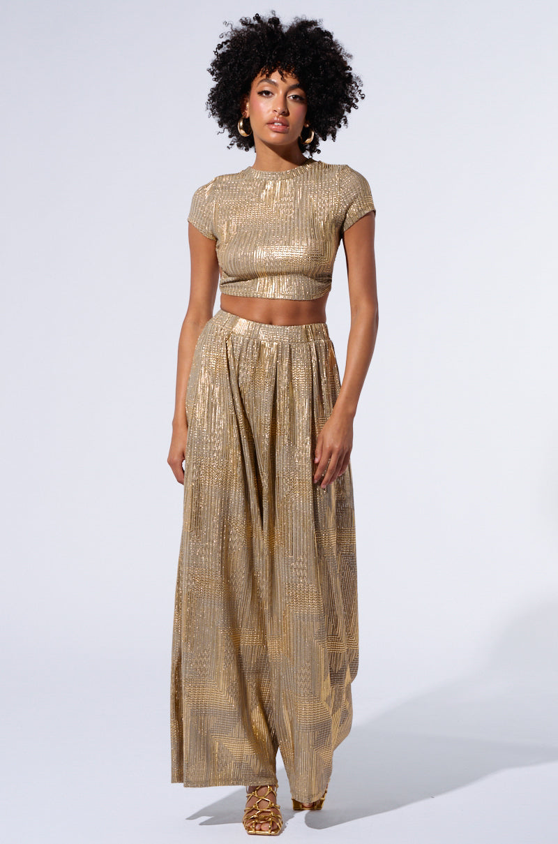 JUST LIKE MAGIC METALLIC KNIT OPEN BACK TOP IN GREEN MULTI