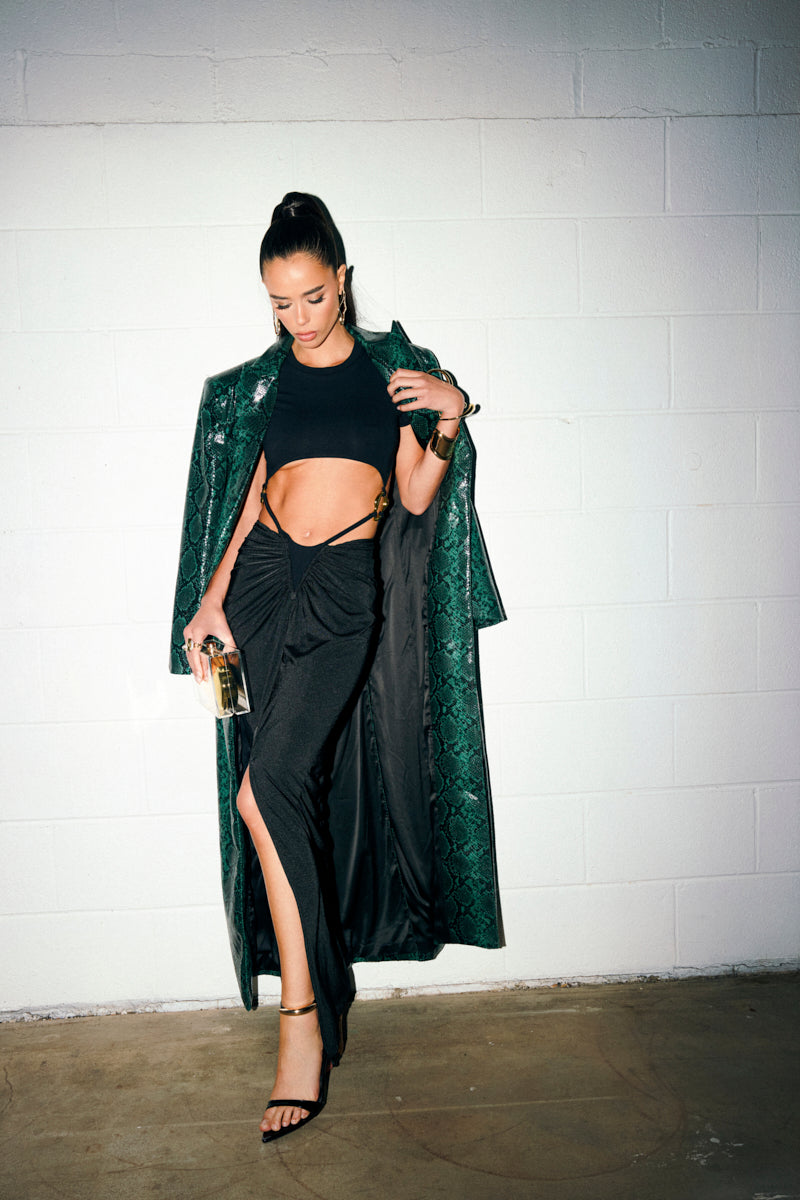 INCOGNITO SNAKE PRINT TRENCH IN GREEN