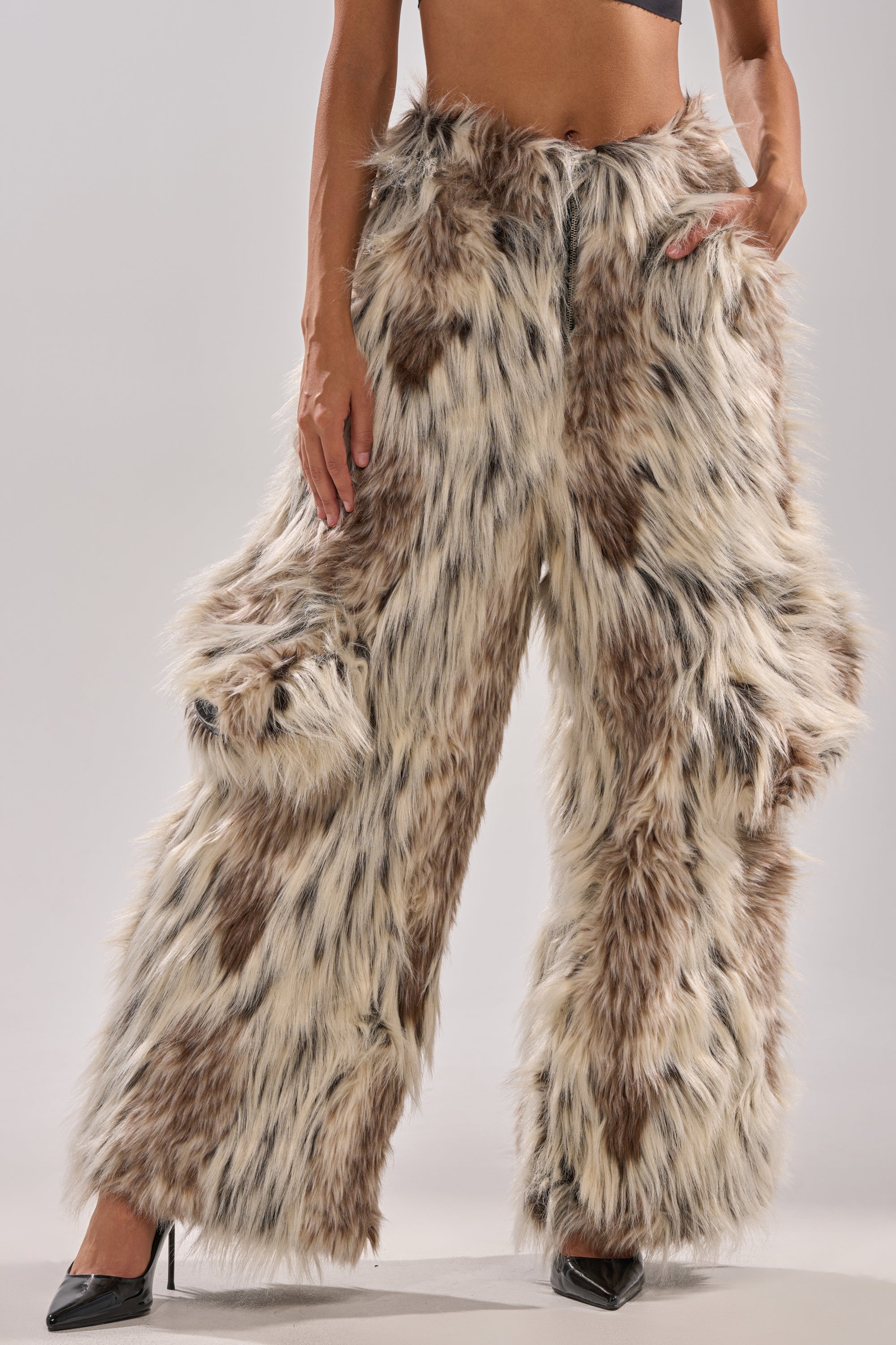 PARTICULAR TASTE FAUX FUR CARGO PANTS