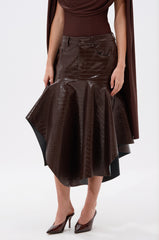 RELAX WITH ME CROCODILE MIDI SKIRT