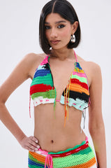 MULTI COLORED HEART CROCHET BRA TOP