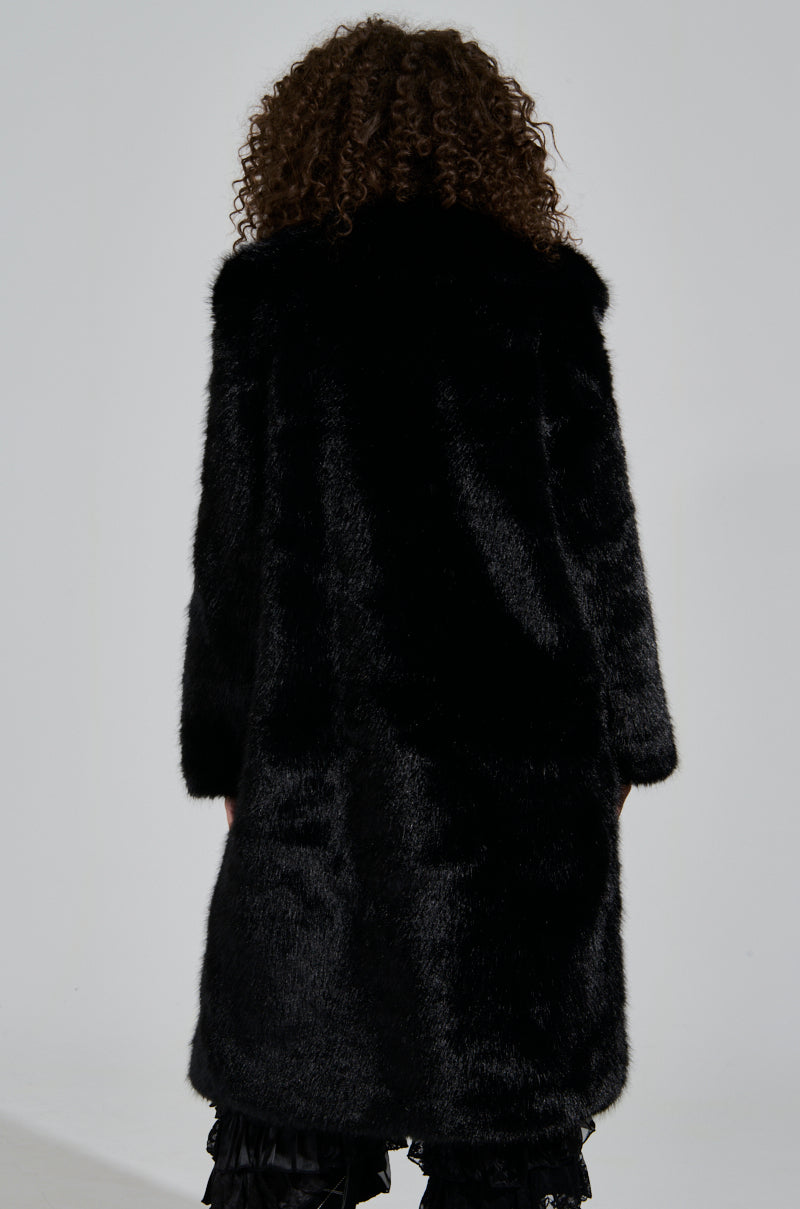 LENOX FAUX FUR TRENCH IN BLACK
