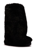AZALEA WANG LISBOA BLACK FUR FOLD OVER BOOT