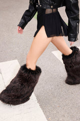 AZALEA WANG LISBOA BROWN FUR FOLD OVER BOOT