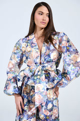 EXALTED FLORAL TIE FRONT BLOUSE