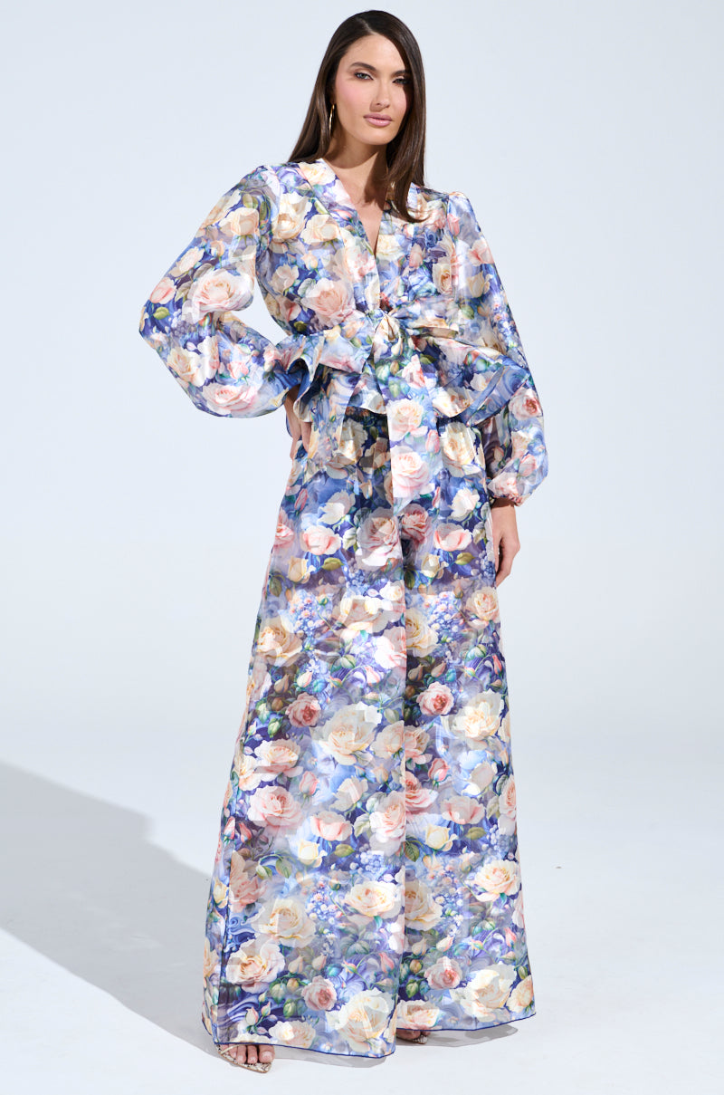 EXALTED FLORAL TIE FRONT BLOUSE