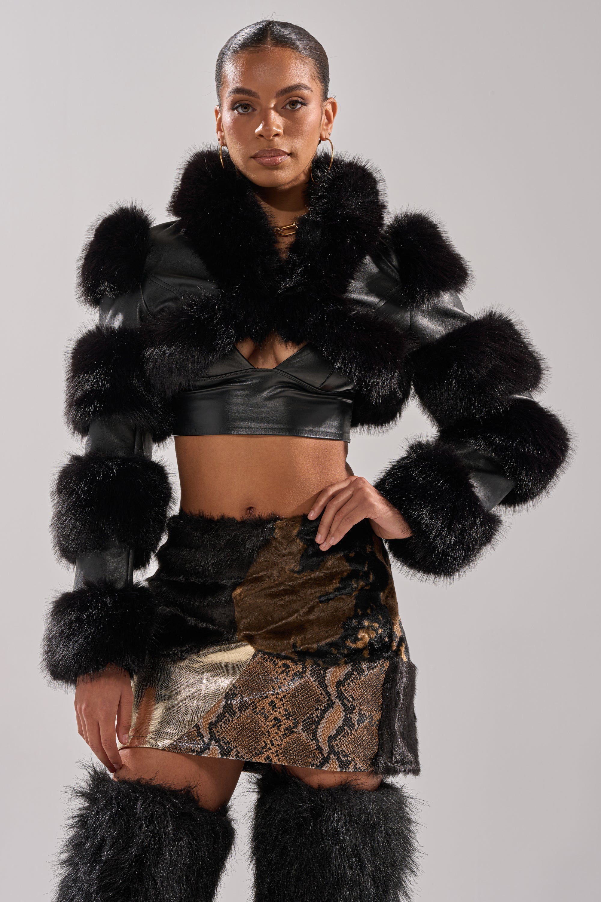 LOVERGIRL ULTRA CROP FUR TRIM MOTO