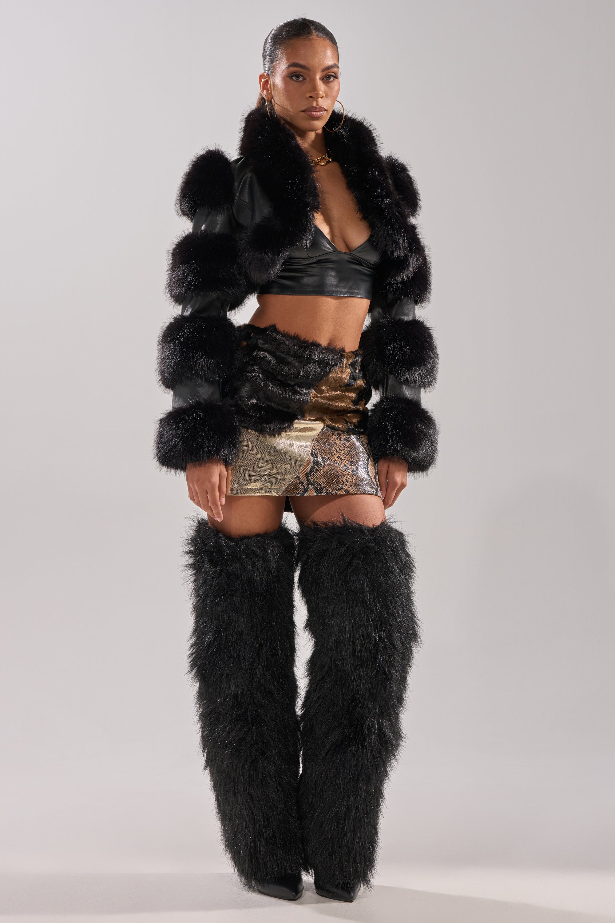 LOVERGIRL ULTRA CROP FUR TRIM MOTO