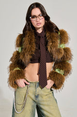 FERNIE ULTRA CROP FUR TRIM MOTO