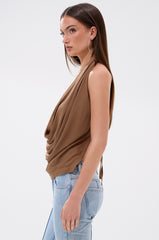 LEXI SATIN COWL NECK BLOUSE
