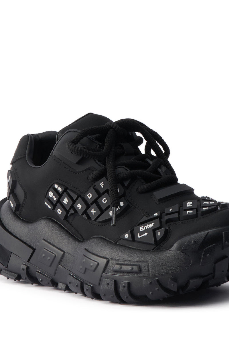 AZALEA WANG MAGNES BLACK KEYBOARD DETAIL SNEAKER