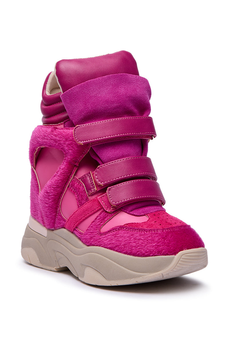 MARANTO FUCHSIA COLOR BLOCKED WEDGE SNEAKER