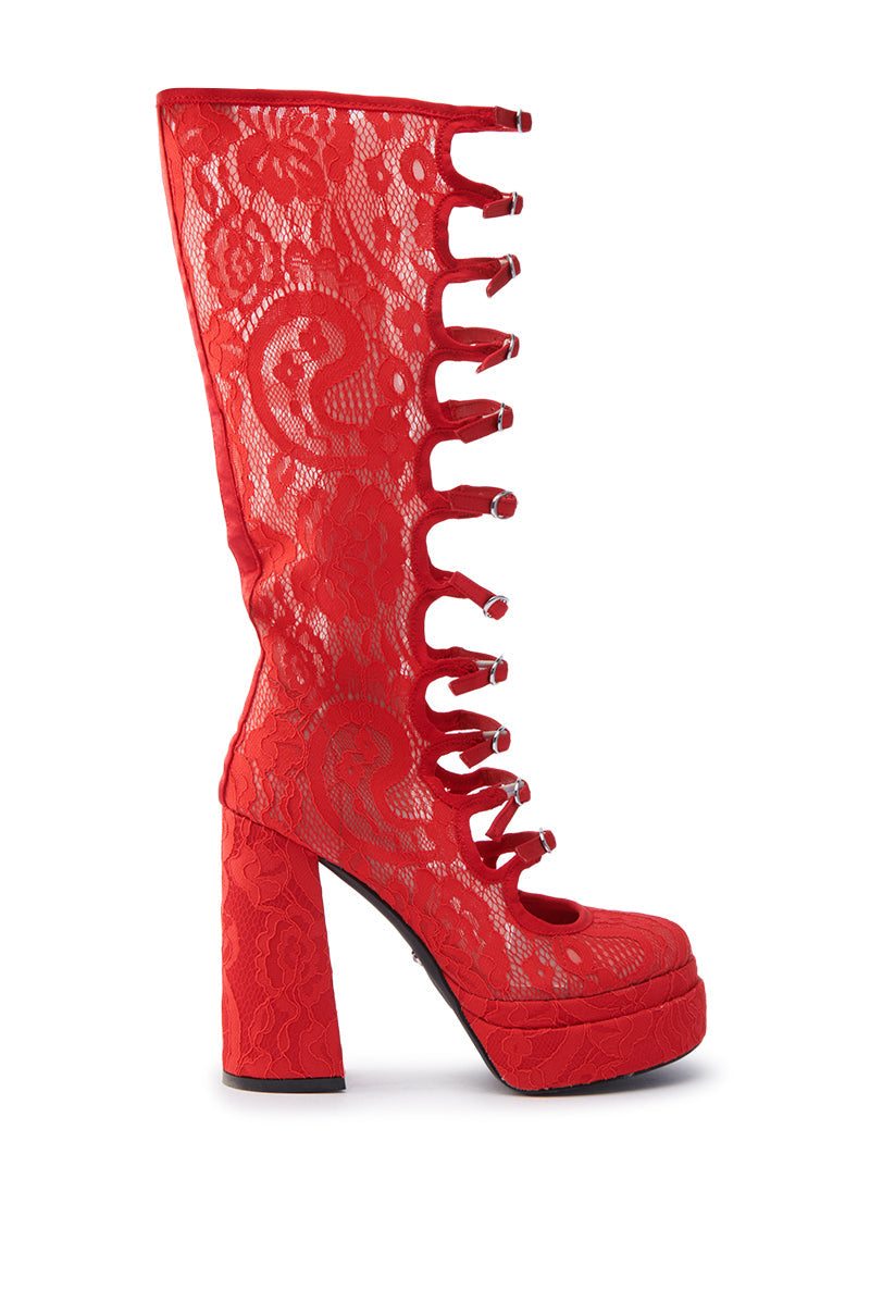 AZALEA WANG MARRIGOLD BOOT IN RED LACE
