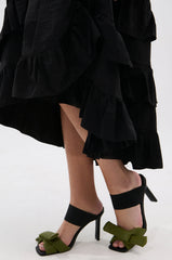 AZALEA WANG MENES BLACK PUFF DETAIL SANDAL