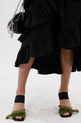 AZALEA WANG MENES BLACK PUFF DETAIL SANDAL