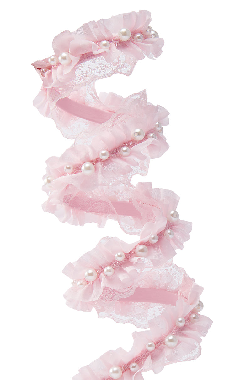 AZALEA WANG MORINE PINK WITH PEARLS SPIRAL STILETTO SANDAL