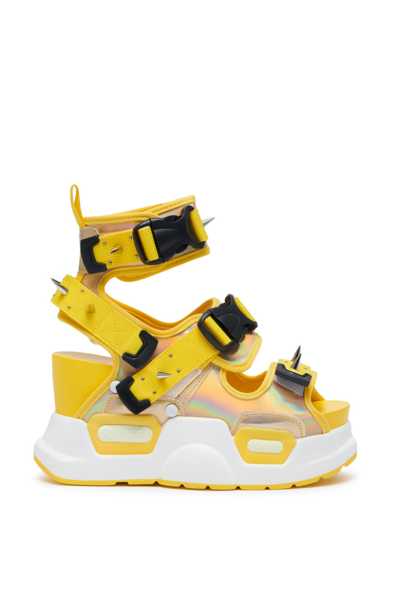 MULBERRY YELLOW SPIKEY FLATFORM SANDAL