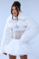 LEILA ULTRA CROP FAUX FUR IN IVORY