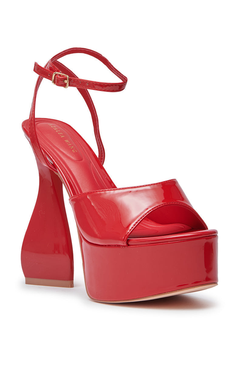 AZALEA WANG NEWTON RED CHUNKY PLATFORM SANDAL