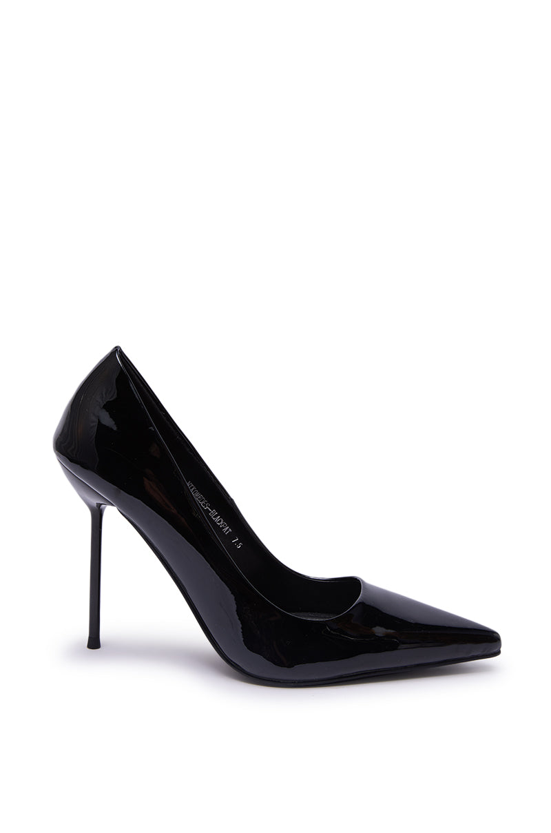 AZALEA WANG NIKOMEDES BLACK PATENT STILETTO PUMP