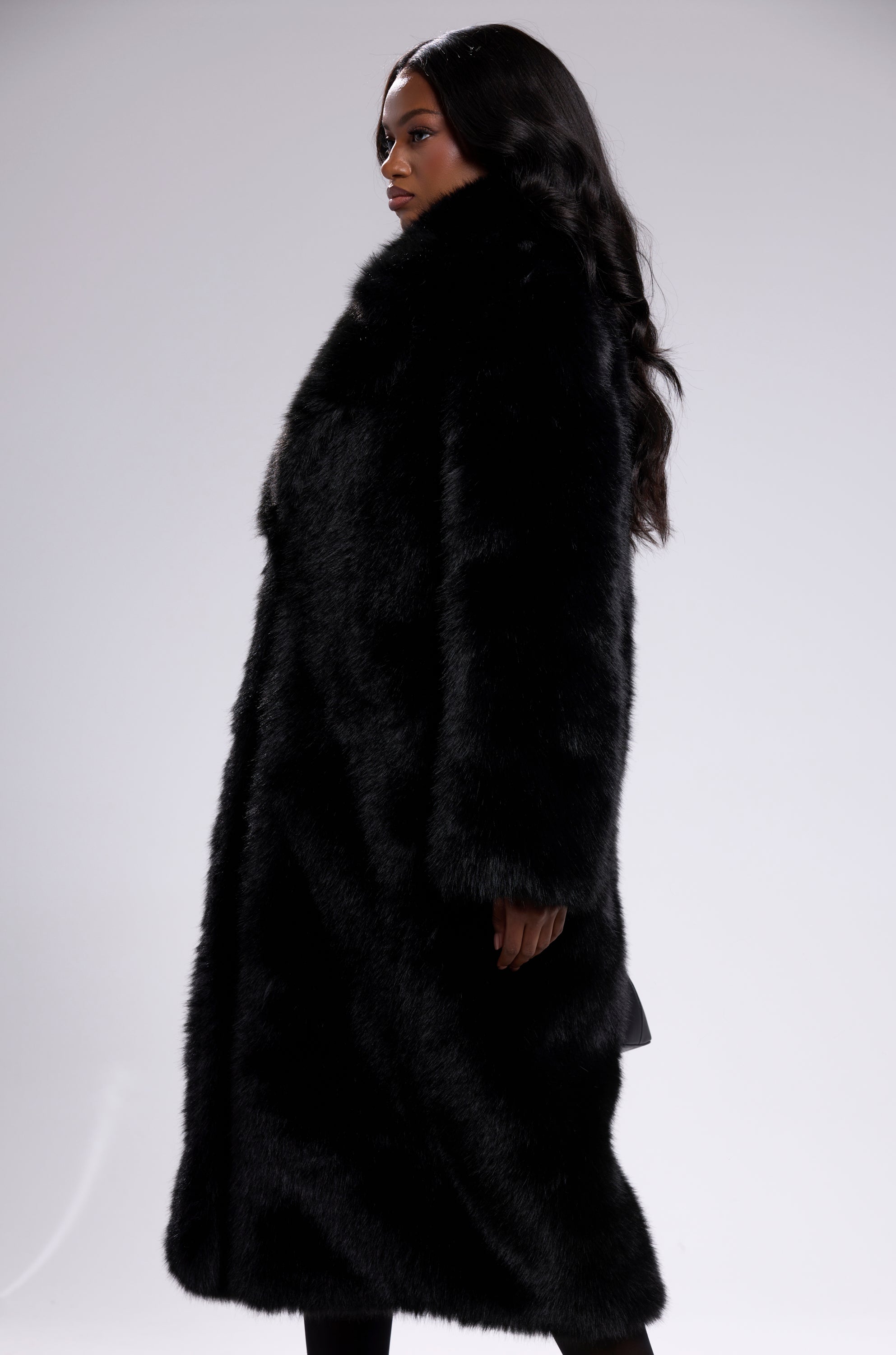 OSLO FAUX FUR COAT IN BLACK