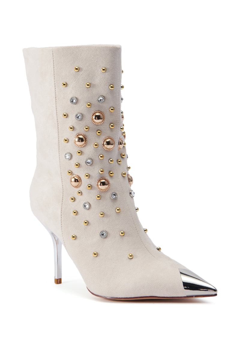 AZALEA WANG OUTERBANKS EMBELLISHED BOOTIE IN TAN
