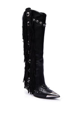 AZALEA WANG PELAGIANA BLACK WESTERN POINTED TOE STILETTO BOOT